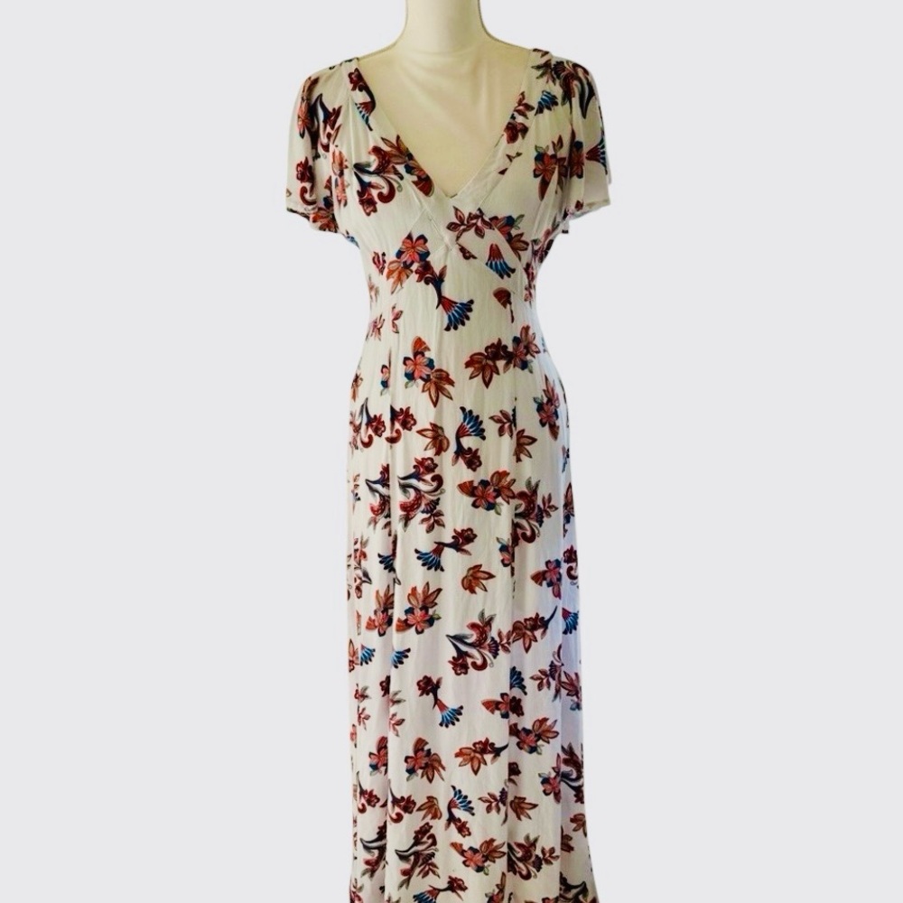 Romantic floral flutter sleeve maxi dress spring summer coquette